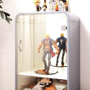 PaletteLife Figurine-Case 4 Tiers Collection-Case Mirror-Backboard Woodgrain Pink BLT-612PK