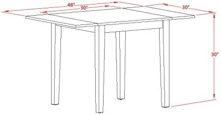 East West Furniture NDVA3-LWH-C 3 Piece Kitchen Table & Chairs Set Contains a Rectangle Dining Room Table with Dropleaf and 2 Linen Fabric Upholstered Chairs, 30x48 Inch, Linen White