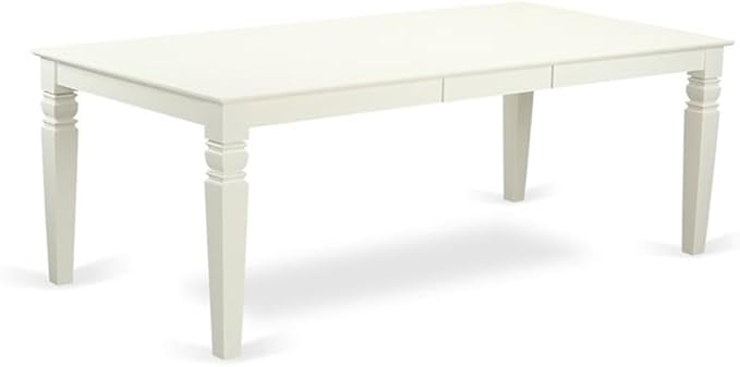 East West Furniture LGCL9-LWH-C 9 Piece Modern Dining Table Set Includes a Rectangle Wooden Table with Butterfly Leaf and 8 Linen Fabric Dining Room Chairs, 42x84 Inch, Linen White