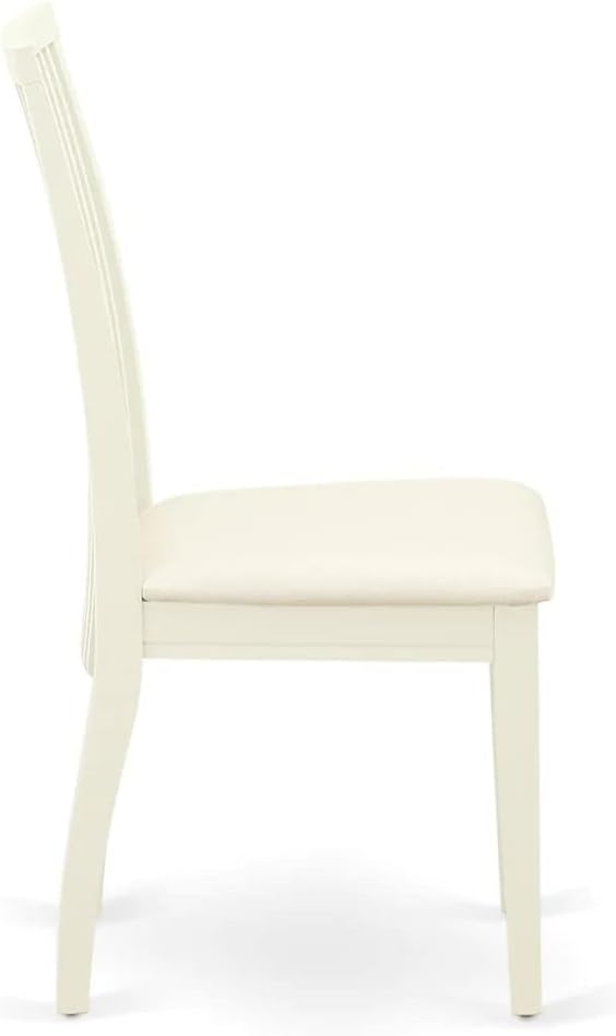 East West Furniture DMIP5-LWH-C 5 Piece Modern Dining Table Set Includes a Round Wooden Table with Dropleaf and 4 Linen Fabric Upholstered Dining Chairs, 42x42 Inch, Linen White