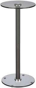 mDesign Glass Top Side/End Drink Table - Tall Modern Round Accent Metal Nightstand Furniture for Living Room, Dorm, Home Office, and Bedroom - 9" Round - Dark Smoke Gray/Black
