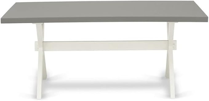 East West Furniture X097MZ015-9 9 Piece Dining Room Furniture Set Includes a Rectangle Dining Table with X-Legs and 8 Baby Blue Linen Fabric Parsons Chairs, 40x72 Inch, Multi-Color
