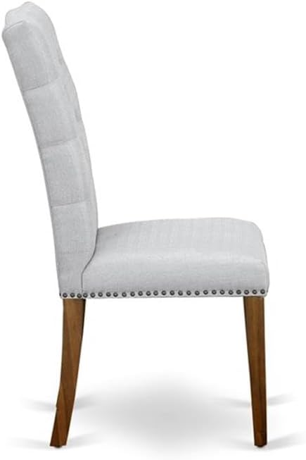 East West Furniture DLEL3-AWA-05 3 Piece Kitchen Table & Chairs Set Consist of a Round Dining Table with Dropleaf and 2 Upholstered Parson Chairs, 42x42 Inch, Antique Walnut