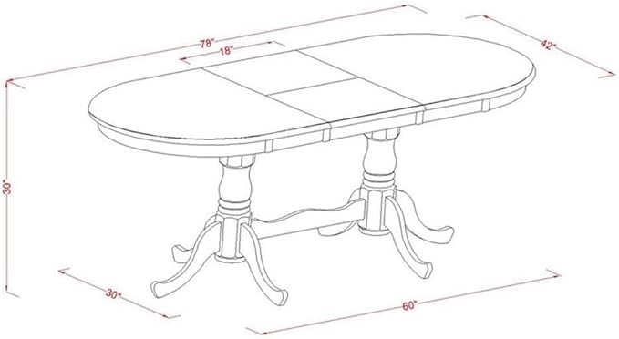 East West Furniture PLAV5-SBR-LC 5 Piece Dining Room Table Set Includes an Oval Wooden Table with Butterfly Leaf and 4 Faux Leather Kitchen Dining Chairs, 42x78 Inch, Saddle Brown