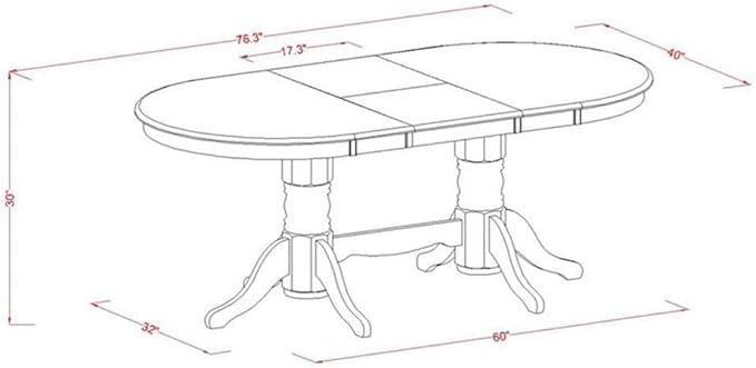 East West Furniture VANO5-OAK-W 5 Piece Dinette Set for 4 Includes an Oval Dining Room Table with Butterfly Leaf and 4 Dining Chairs, 40x76 Inch, Oak
