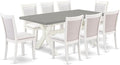 East West Furniture X097MZ001-9 9 Piece Kitchen Table Set Includes a Rectangle Dining Table with X-Legs and 8 Cream Linen Fabric Parson Dining Room Chairs, 40x72 Inch, Multi-Color