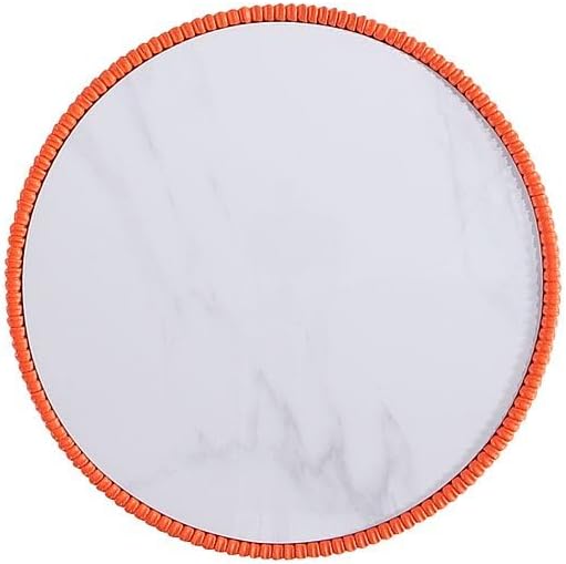 Manhattan Comfort Anderson Modern 18.43" Round End Table 2.0 - Ceramic Marble Tabletop, Elegant Pleated Leatherette Design & Gold Stainless Steel Base, Fully Assembled, Set of 2, Orange