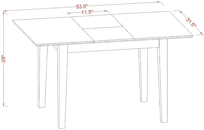 East West Furniture NOFL3-BLK-21 3 Piece Modern Dining Table Set Contains a Rectangle Wooden Table with Butterfly Leaf and 2 Blue Linen Fabric Upholstered Chairs, 32x54 Inch, Black
