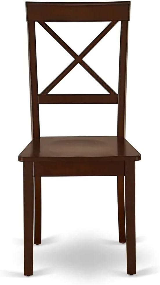East West Furniture HBBO3-MAH-W 3 Piece Dining Room Table Set Contains a Round Kitchen Table with Pedestal and 2 Dining Chairs, 42x42 Inch, Mahogany