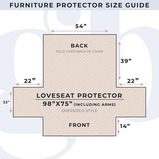 Great Bay Home Medallion Stitched Solid Furniture Protector Stain Resistant Durable Furniture Protector Elenor Collection (Loveseat, Smoke Blue/Ivory)