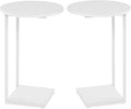 HDANI C Shaped End Table Set of 2,Couch Side Table That Slide Under,C Table End Table for Livingroom,Bedroom, Office (White)