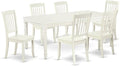 East West Furniture DODA7-LWH-W 7 Piece Modern Dining Table Set Consist of a Rectangle Wooden Table with Butterfly Leaf and 6 Kitchen Dining Chairs, 42x78 Inch, Linen White