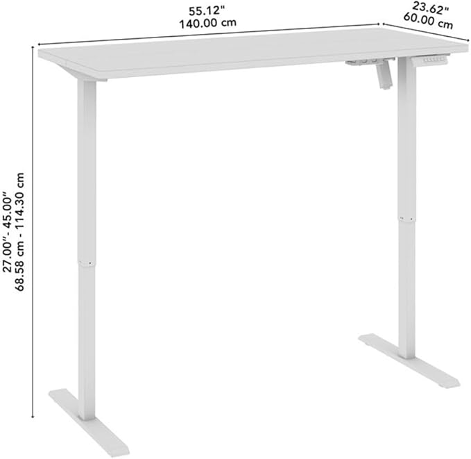 Bush Furniture Energize 55W x 24D Electric Height Adjustable Standing Desk in Basic Black, Ergonomic Sit-Stand Computer Table for Home Office