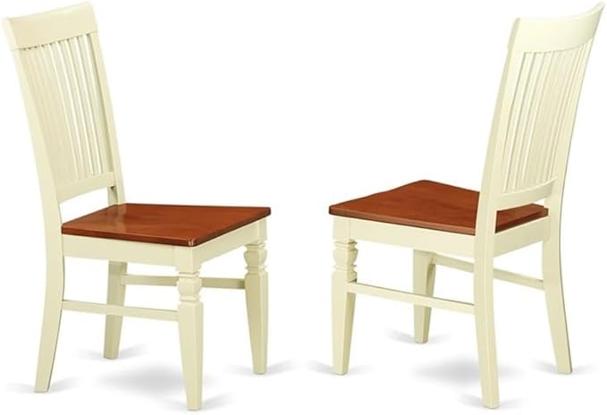 East West Furniture QUWE7-BMK-W 7 Piece Modern Dining Table Set Consist of a Rectangle Wooden Table with Butterfly Leaf and 6 Dining Room Chairs, 40x78 Inch, Buttermilk & Cherry
