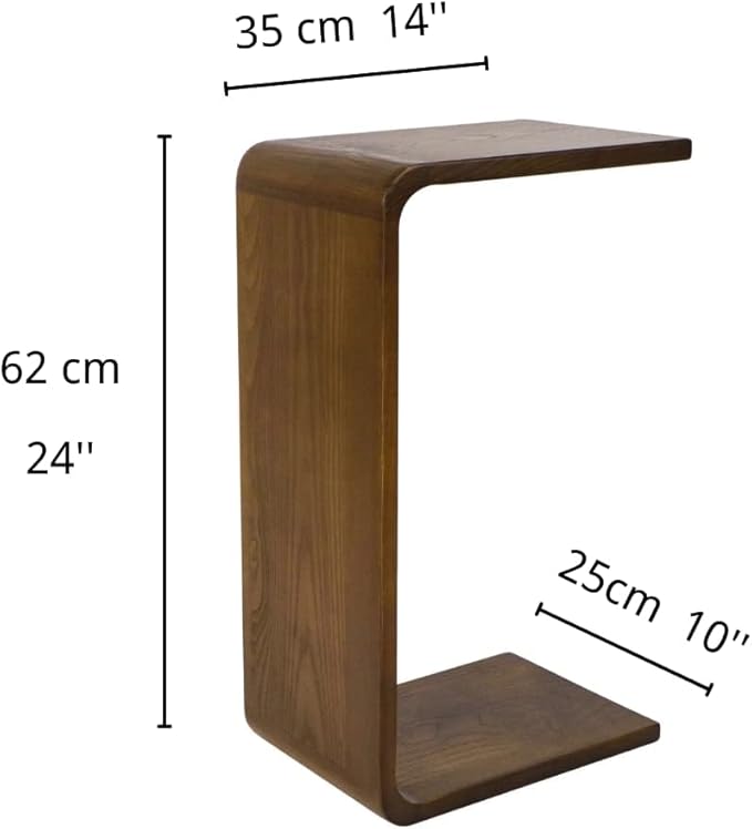 COZYMATIC Carlisha C-Shaped End Table Sofa Table Coffee Table Solid Wood Frame for Living Room Side Table for Bedroom(Set of 2), Walnut Brown
