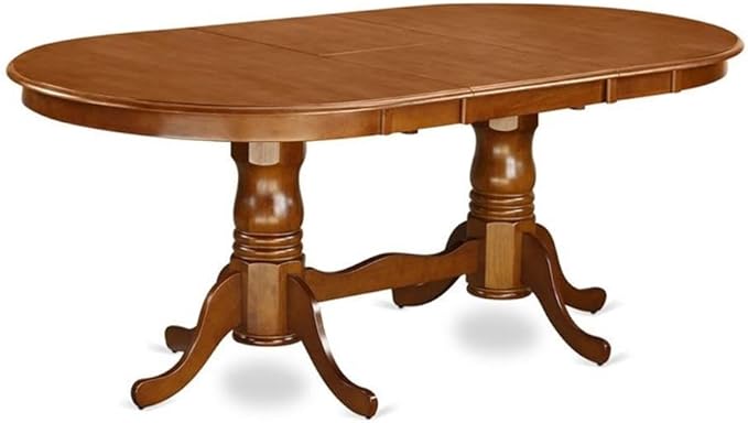 East West Furniture PLAV7-SBR-LC 7 Piece Dining Set Consist of an Oval Dining Table with Butterfly Leaf and 6 Faux Leather Kitchen Room Chairs, 42x78 Inch, Saddle Brown