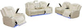 Electric Power Recliner Chair/Loveseat/Sofa Living Room, Comfy Home Theater Breathing Leather Seating with USB 2.0 Charging Ports, LED Light Strips, Fold-Down Table & Cupholders (White-2)