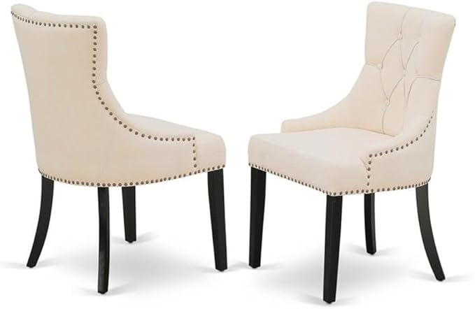 East West Furniture X696FR102-6 6 Piece Dining Set Contains a Rectangle Dining Room Table with X-Legs and 4 Light Beige Linen Fabric Parson Chairs with a Bench, 36x60 Inch, Multi-Color