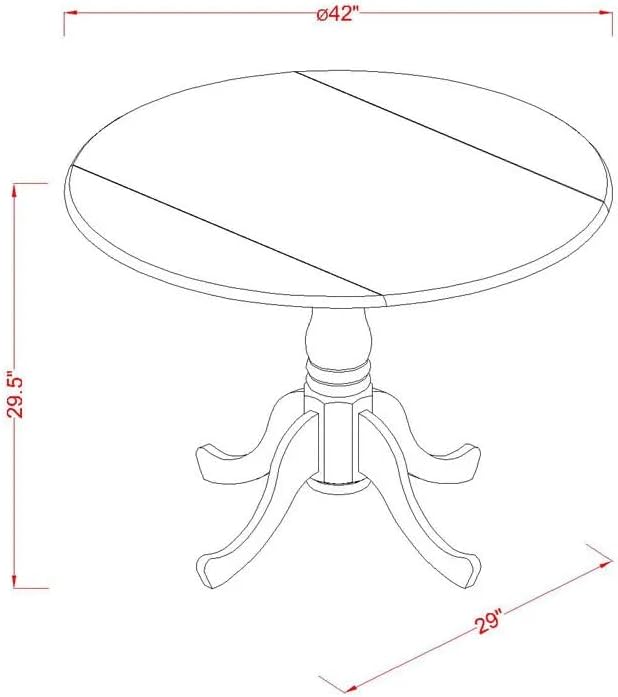 East West Furniture DLMZ3-AWA-32 3 Piece Kitchen Table Set for Small Spaces Consist of a Round Wooden Table with Dropleaf and 2 Upholstered Parson Chairs, 42x42 Inch, Antique Walnut
