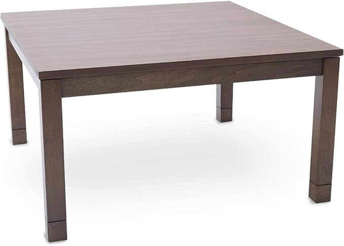 BJDesign Kotatsu - Japanese Heated Table - Wooden Chabudai Furniture with 120V Electric Heater - Low-Lying Dining and Work Desk with Temperature Control Knob (29x29in, Brown)
