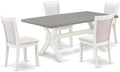 East West Furniture X097MZ001-5 5 Piece Dining Table Set for 4 Includes a Rectangle Kitchen Table with X-Legs and 4 Cream Linen Fabric Parsons Dining Chairs, 40x72 Inch, Multi-Color