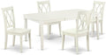 East West Furniture DOCL5-LWH-W 5 Piece Dining Table Set for 4 Includes a Rectangle Kitchen Table with Butterfly Leaf and 4 Dinette Chairs, 42x78 Inch, Linen White