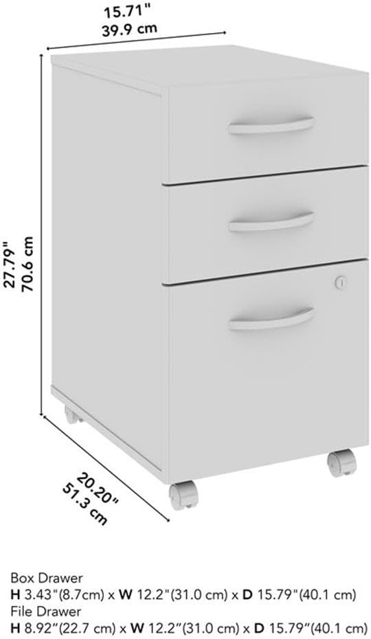 Bush Business Furniture Arrive 3 Drawer Mobile File Cabinet - Assembled in Mocha Cherry, Rolling Document Storage for Reception Area or Professional Office