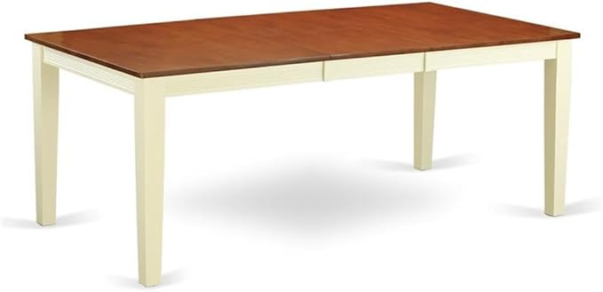East West Furniture QUWE7-BMK-W 7 Piece Modern Dining Table Set Consist of a Rectangle Wooden Table with Butterfly Leaf and 6 Dining Room Chairs, 40x78 Inch, Buttermilk & Cherry