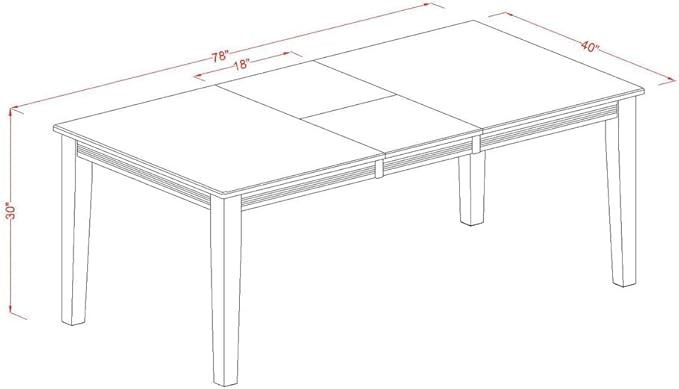 East West Furniture QUDA7-BCH-W 7 Piece Dining Table Set Consist of a Rectangle Dining Room Table with Butterfly Leaf and 6 Wood Seat Chairs, 40x78 Inch, Black & Cherry