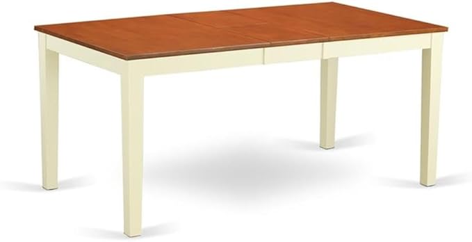 East West Furniture NIQU6-WHI-W 6 Piece Kitchen Table Set Contains a Rectangle Dining Table with Butterfly Leaf and 4 Dining Chairs with a Bench, 36x66 Inch, Buttermilk & Cherry