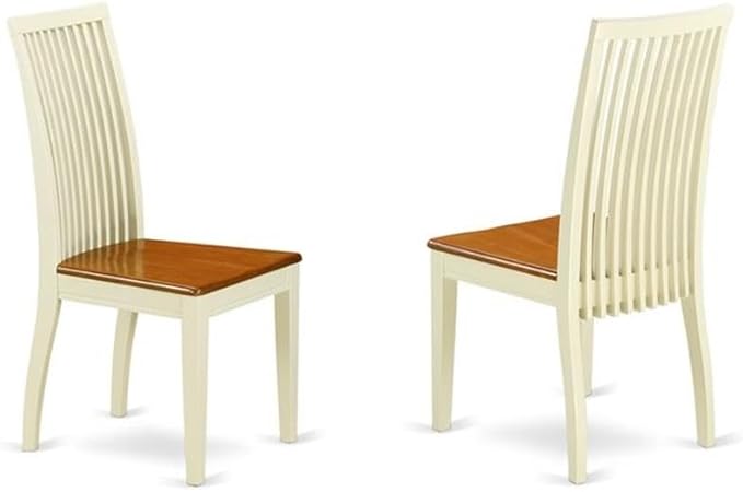 East West Furniture DOIP9-BMK-W 9 Piece Modern Dining Table Set Includes a Rectangle Wooden Table with Butterfly Leaf and 8 Kitchen Dining Chairs, 42x78 Inch, Buttermilk & Cherry