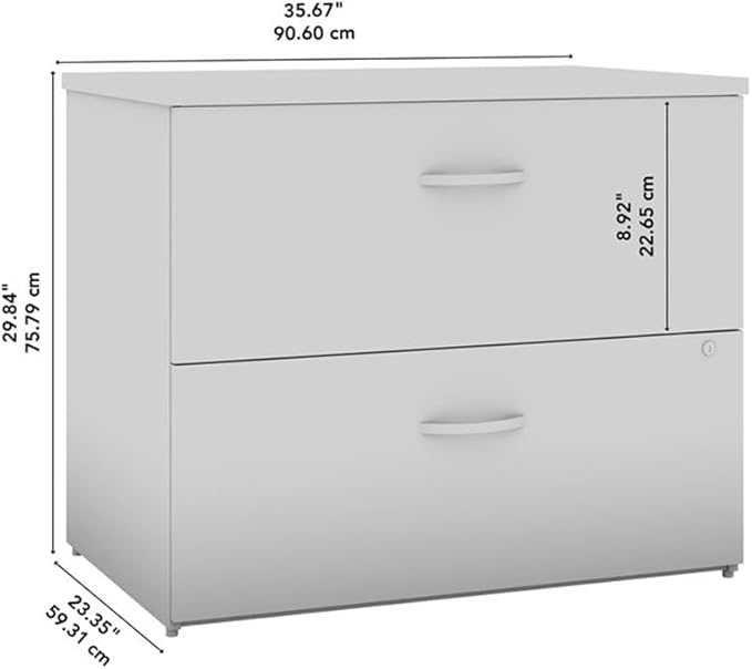 Bush Business Furniture Office in an Hour 2 Drawer Lateral File Cabinet in Pure White | Locking Storage for Letter, Legal, and A4-Size Documents