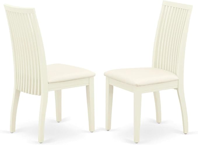 East West Furniture ANIP3-LWH-C 3 Piece Kitchen Table Set for Small Spaces Contains a Round Dining Table with Pedestal and 2 Linen Fabric Dining Room Chairs, 36x36 Inch, Linen White