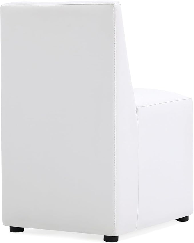 Manhattan Comfort Anna Square Modern Dining Chair with Head to Toe Faux Leather Upholstery and Plastic Foot Padding, Luxury Accent Furniture, Set of 1, Cream