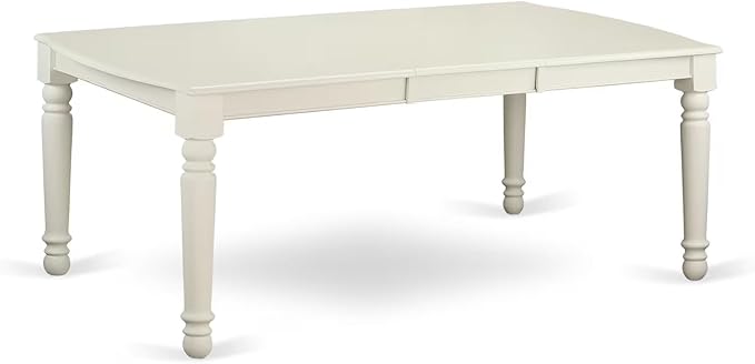 East West Furniture DOKE7-LWH-W 7 Piece Dining Set Consist of a Rectangle Dining Table with Butterfly Leaf and 6 Kitchen Chairs, 42x78 Inch, Linen White