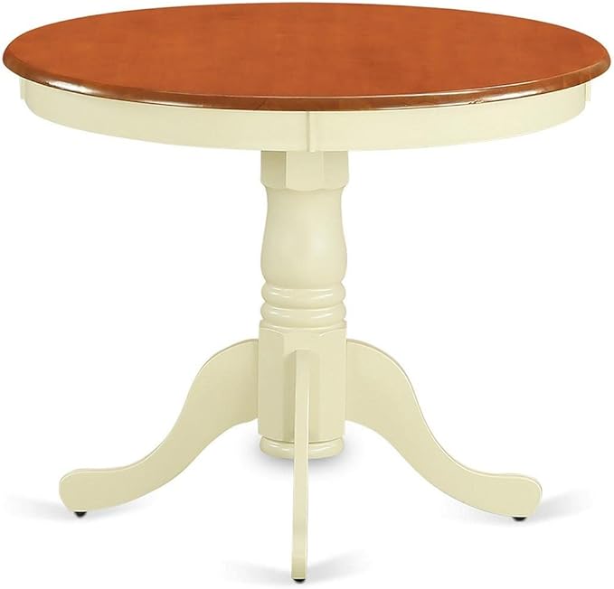 East West Furniture ANIP5-BMK-W 5 Piece Dining Table Set for 4 Includes a Round Kitchen Table with Pedestal and 4 Dining Room Chairs, 36x36 Inch, Buttermilk & Cherry