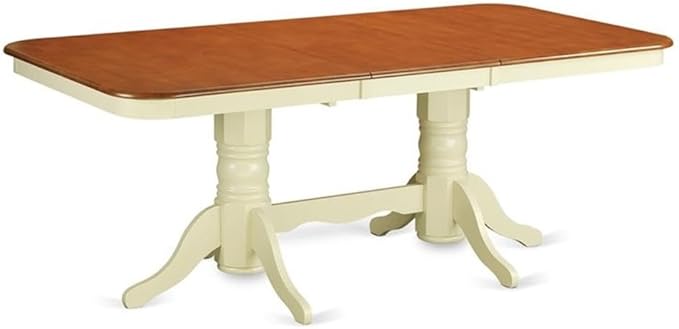 East West Furniture NADO7-WHI-W 7 Piece Dining Room Furniture Set Consist of a Rectangle Kitchen Table with Butterfly Leaf and 6 Dining Chairs, 40x78 Inch, Buttermilk & Cherry
