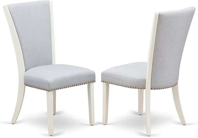 East West Furniture X097VE005-9 9 Piece Dining Table Set Includes a Rectangle Dining Room Table with X-Legs and 8 Grey Linen Fabric Upholstered Chairs, 40x72 Inch, Multi-Color