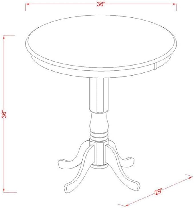 East West Furniture JAPB3-OAK-W 3 Piece Counter Height Pub Set for Small Spaces Contains a Round Kitchen Table with Pedestal and 2 Dining Room Chairs, 36x36 Inch, Oak