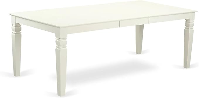 East West Furniture LGDA5-LWH-24 5 Piece Dining Table Set Includes a Rectangle Wooden Table with Butterfly Leaf and 4 Polyester Fabric Upholstered Chairs, 42x84 Inch, linen white