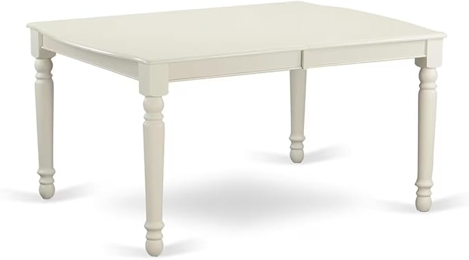 East West Furniture DOIP9-LWH-W 9 Piece Dining Set Includes a Rectangle Dining Table with Butterfly Leaf and 8 Kitchen Chairs, 42x78 Inch, Linen White