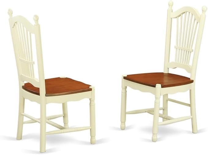 East West Furniture NADO7-WHI-W 7 Piece Dining Room Furniture Set Consist of a Rectangle Kitchen Table with Butterfly Leaf and 6 Dining Chairs, 40x78 Inch, Buttermilk & Cherry