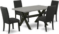 East West Furniture X696DR124-5 5 Piece Dining Table Set for 4 Includes a Rectangle Kitchen Table with X-Legs and 4 Black Color Linen Fabric Upholstered Chairs, 36x60 Inch, Multi-Color