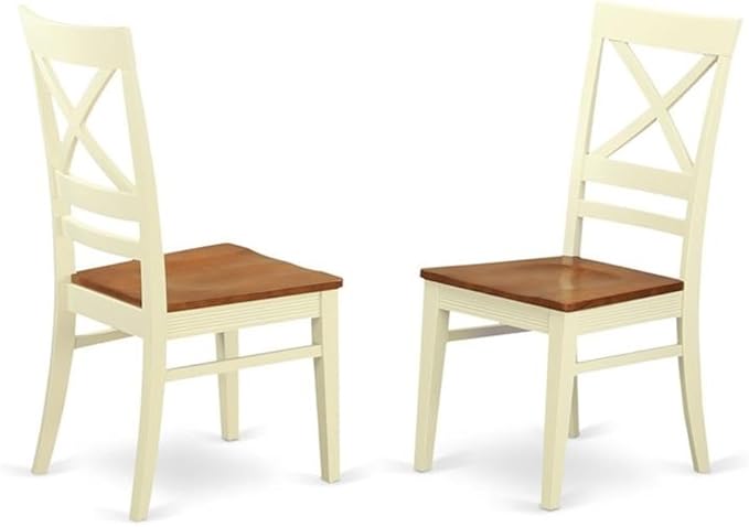 East West Furniture NIQU6-WHI-W 6 Piece Kitchen Table Set Contains a Rectangle Dining Table with Butterfly Leaf and 4 Dining Chairs with a Bench, 36x66 Inch, Buttermilk & Cherry