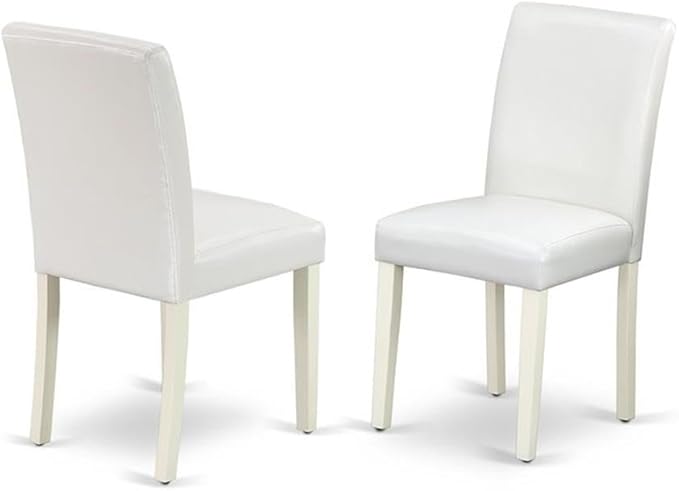 East West Furniture X077AB264-9 9 Piece Dining Room Furniture Set Includes a Rectangle Dining Table with X-Legs and 8 White Faux Leather Upholstered Chairs, 40x72 Inch, Multi-Color