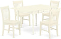 East West Furniture MZNO5-LWH-W 5 Piece Kitchen Table & Chairs Set Includes a Rectangle Dining Table with Dropleaf and 4 Dining Room Chairs, 36x54 Inch, Linen White