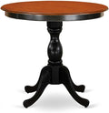 East West Furniture ESVA3-BCH-W 3 Piece Dining Table Set for Small Spaces Contains a Round Dining Room Table with Pedestal and 2 Wood Seat Chairs, 30x30 Inch, Black & Cherry