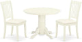 East West Furniture SHDA3-WHI-C 3 Piece Dining Room Table Set Contains a Round Kitchen Table with Pedestal and 2 Linen Fabric Upholstered Dining Chairs, 42x42 Inch, Linen White