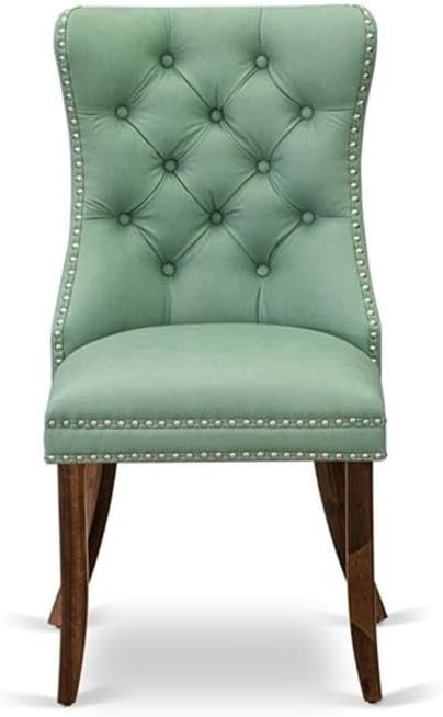 East West Furniture ANDA5-AWA-22 5 Piece Kitchen Table Set Includes a Round Dining Table with Pedestal and 4 Polyester Fabric Upholstered Parson Chairs, 36x36 Inch, Antique Walnut