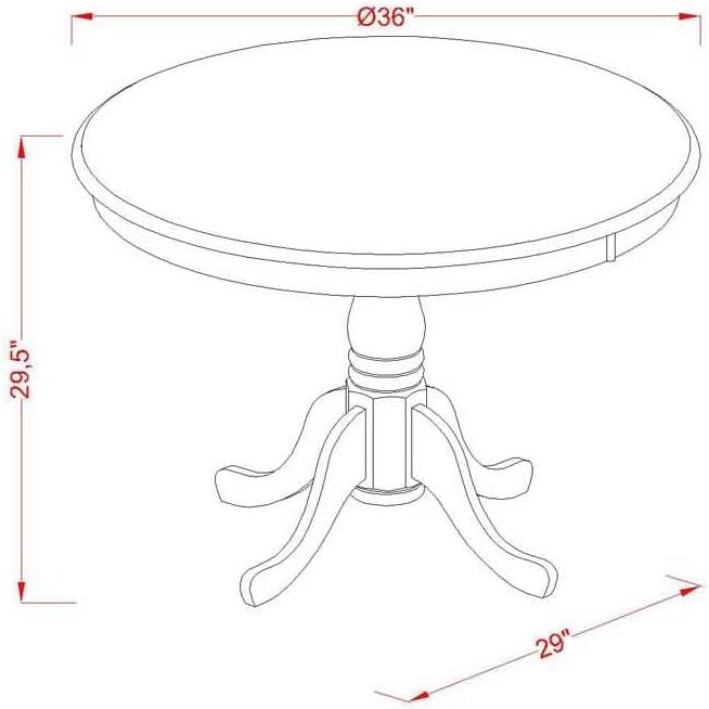 East West Furniture AMAB3-BCH-06 3 Piece Dining Table Set for Small Spaces Contains a Round Kitchen Table with Pedestal and 2 Shitake Linen Fabric Upholstered Chairs, 36x36 Inch, Black & Cherry